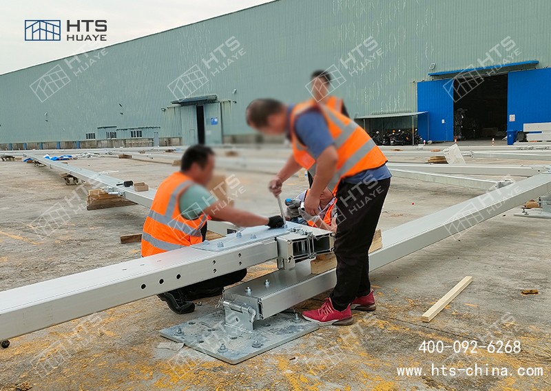 篷房式籃球館配件都是工廠加工完成，現場進行拼接