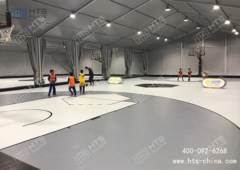 篷房式籃球館配件都是工廠加工完成，現場進行拼接